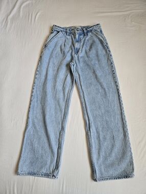 Abercrombie & Fitch The Loose High Rise Jeans Wide Leg Pleated Waist Blue 27 4S